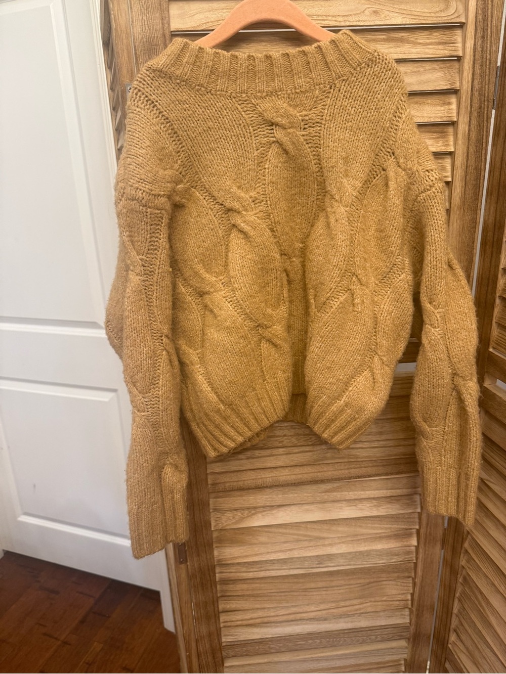 Girls' Cable-Knit Turtleneck Sweater Jacket - Mustard